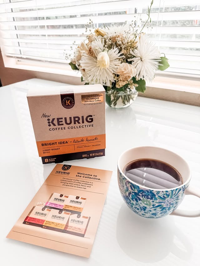 Instagram post by @hellobeautyjourney for Keurig. Caption reads: [...] to start my morning with the delicious....