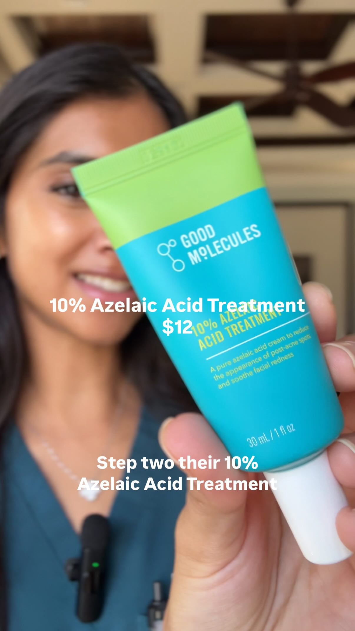 Instagram post by @leenaderm for Good Molecules. Caption reads: When my skin flares up, I reach for the NEW....