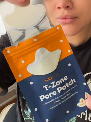 TikTok post by @carolyn.polanco for Hanhooskin. Caption reads: Trying the @Hanhooskin T-Zone Pore Patch ✨🫧 A....