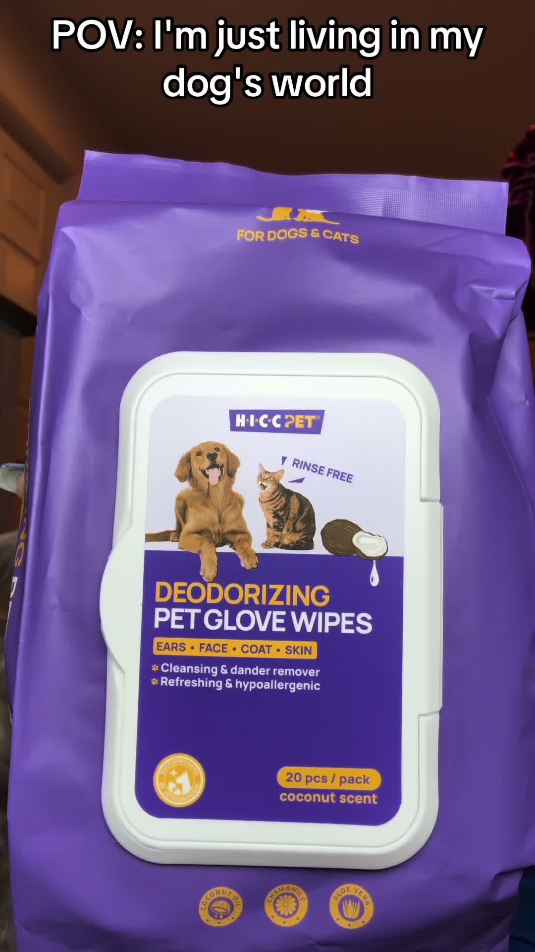 TikTok post by @sonyaward59 for HICC Pet. Caption reads: [...] me know what your furry friend thinks! @HICC....