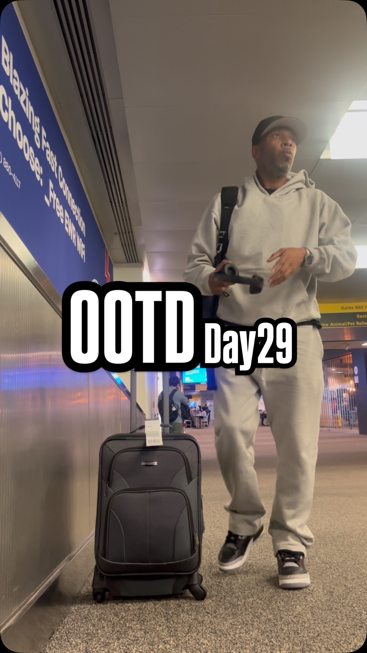 Instagram post by @killakicks_90 for mnml. Caption reads: Best Travel outfit for sure. 

Hoodie @mnml.la....