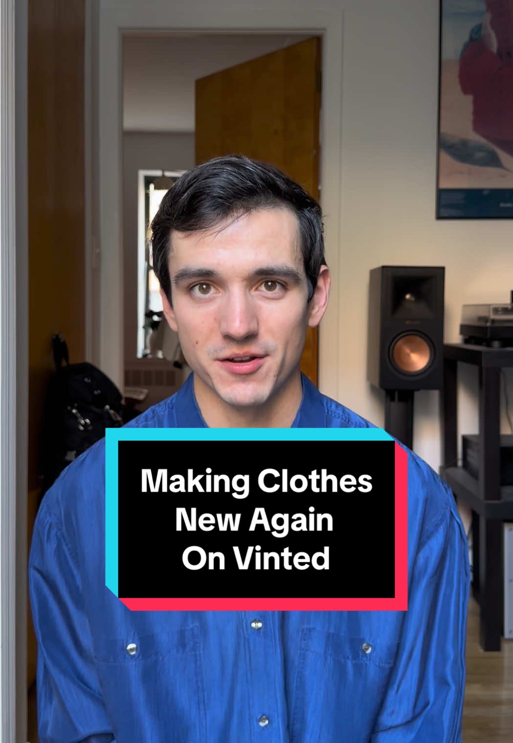 TikTok post by @elliot_duprey for Vinted. Caption reads: [...] clothes new again, to you! Follow me on....
