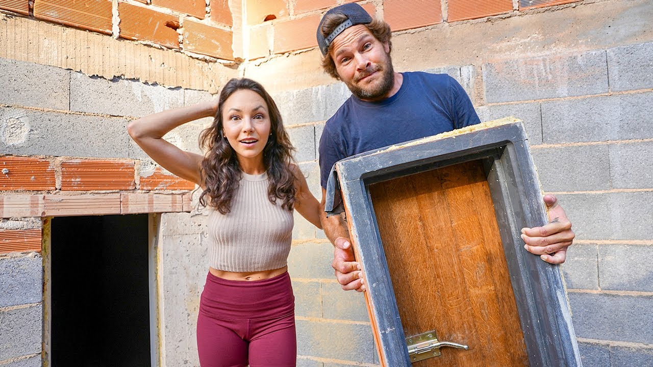 YouTube post by @Mrandmrsadventure for Drink LMNT. Caption reads: Cutting out our windows to save them. Renovating a....