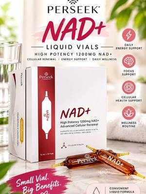 TikTok post by @asmr4youalways for Perseek US. Caption reads: [...] day! ##NAD##NADPlus##NADSupplement@@Perseek....