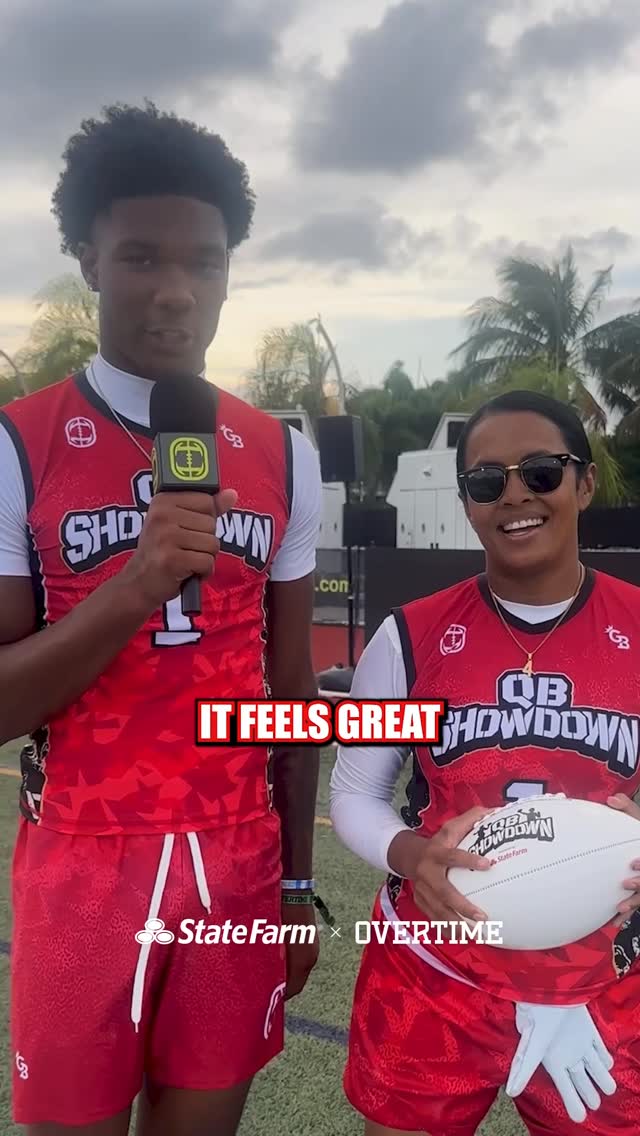 Instagram post by @ke1seannnn for State Farm. Caption reads: YOUR QB SHOWDOWN PRESENTED BY STATE FARM CHAMPS....