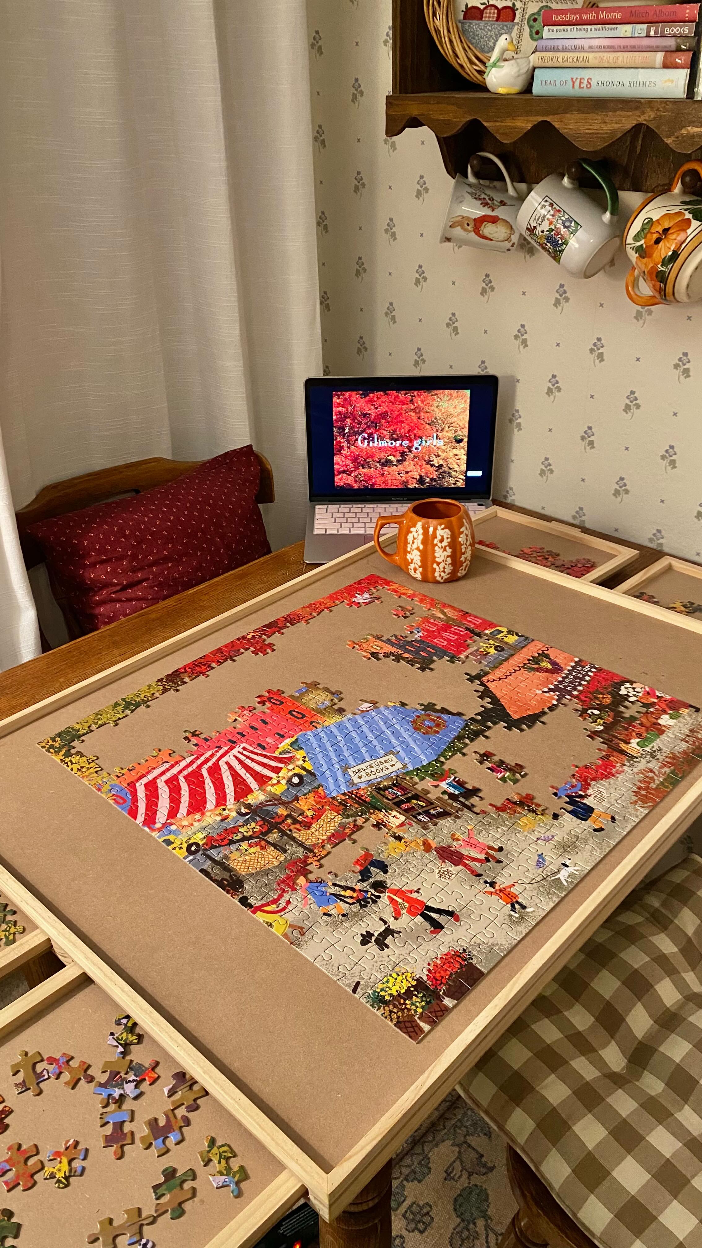 Instagram post by @intothecozycorner for All4JIG. Caption reads: This will be me all fall 🧡🧩 

💭Q: What....