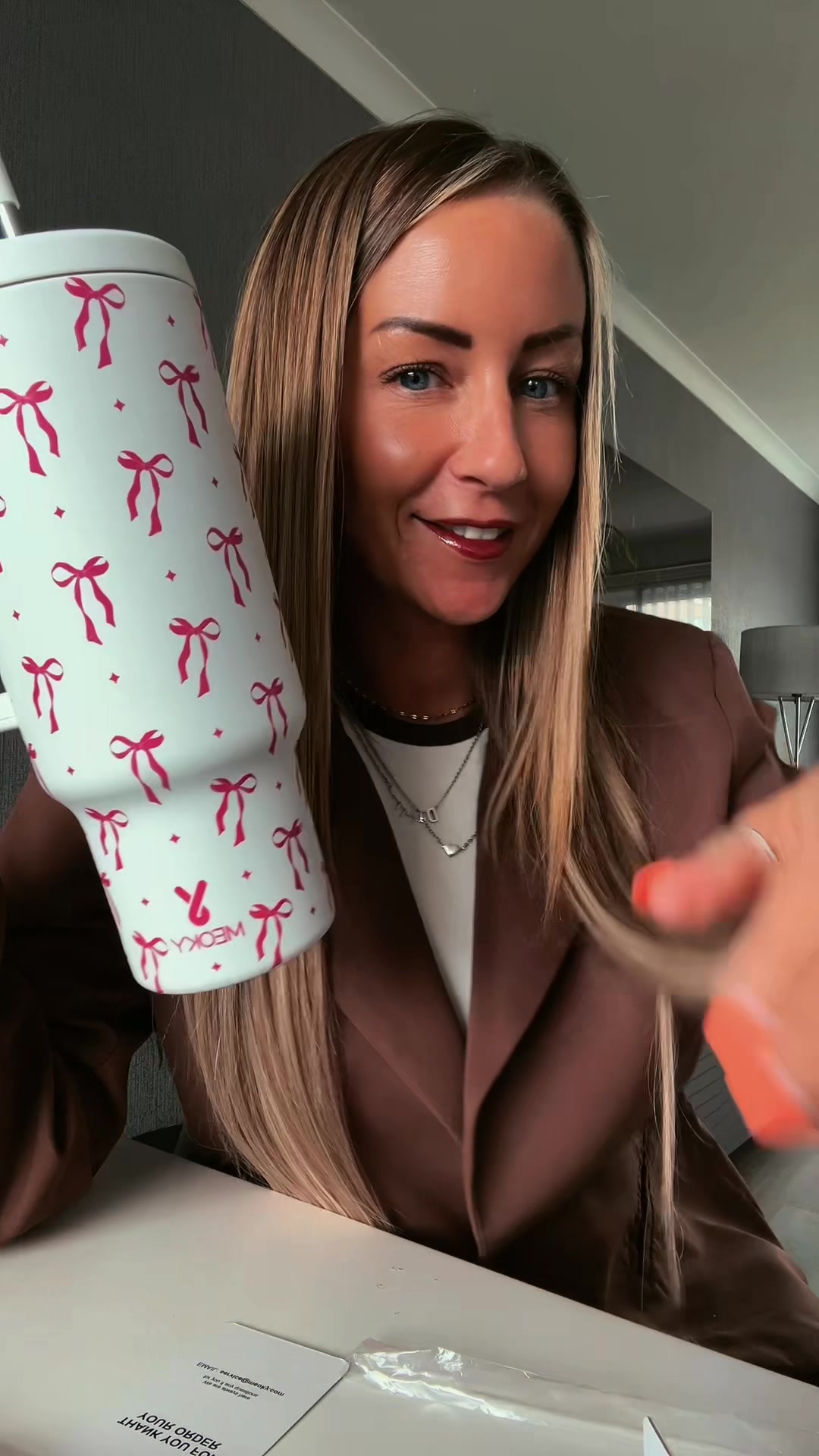 TikTok post by @dayna.mcminn for Meoky Cup. Caption reads: My New Meoky Cup 🎀🤍 I Absolutely Love These Cups....