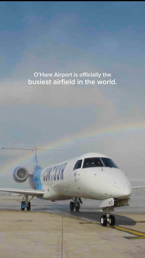 Instagram post by @fly2ohare for Choose Chicago. Caption reads: Busiest in the world! ✈️🏆 Chicago's O'Hare....