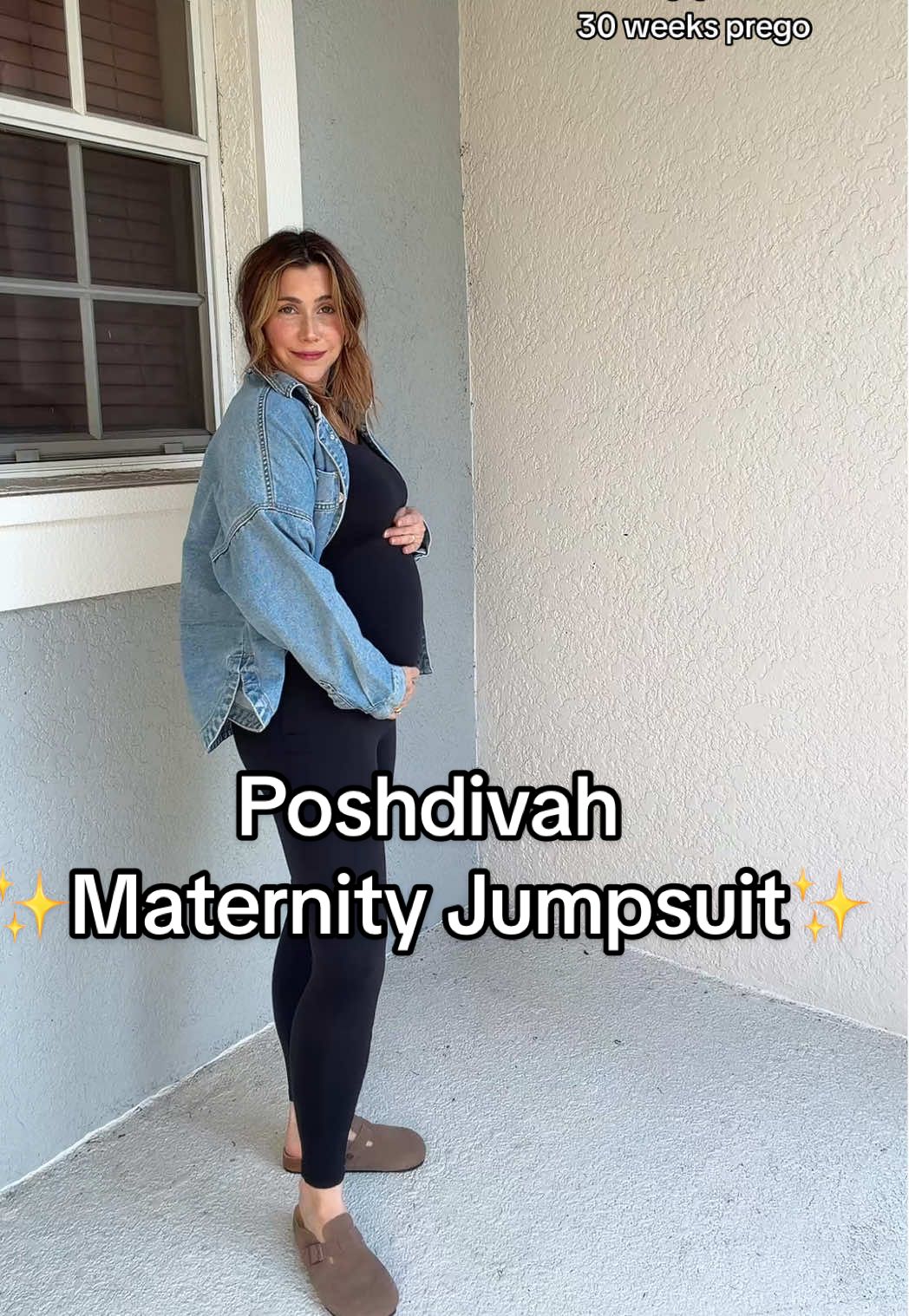TikTok post by @jennah.samples for Poshdivah. Caption reads: I love this maternity jumpsuit @poshdivah ! It is....