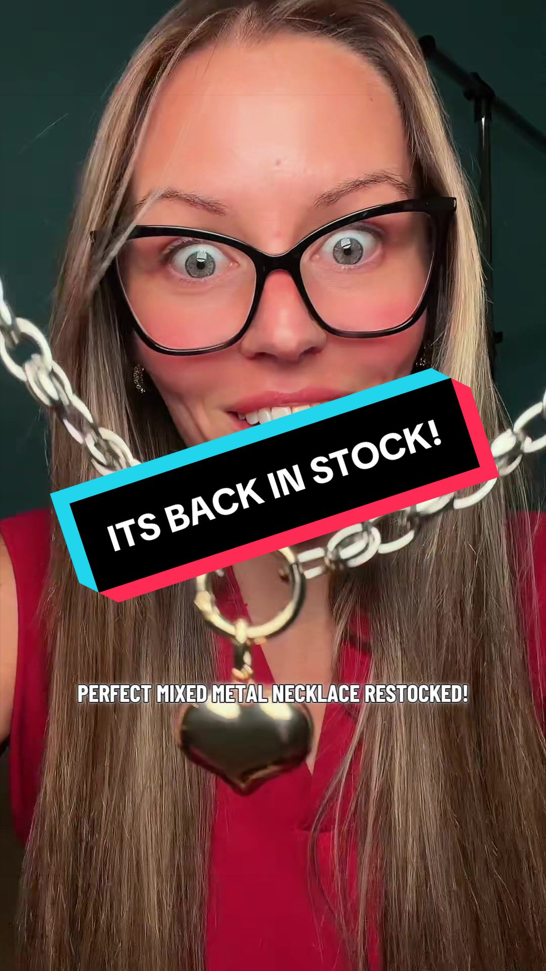 TikTok post by @megemegss for Ettika. Caption reads: [...] necklace can help elevate any outfit!....