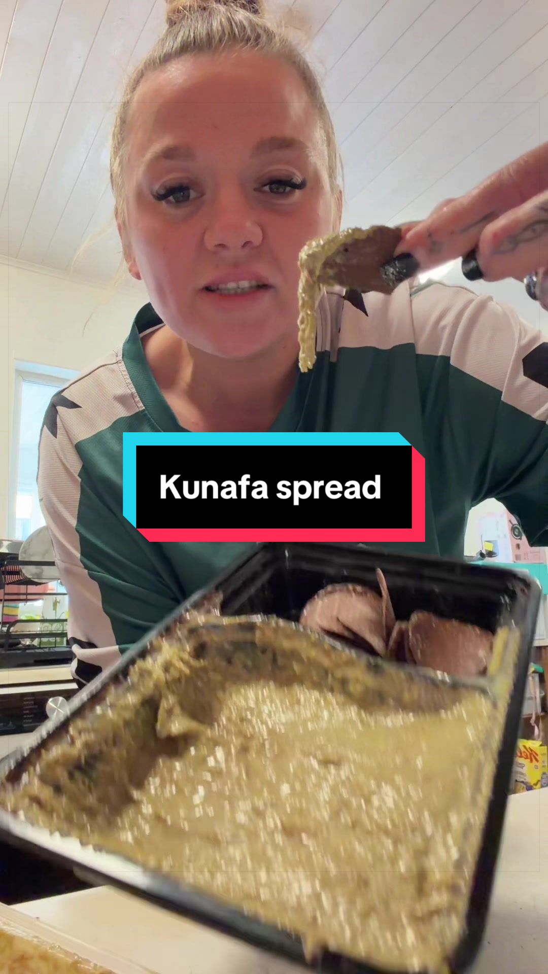 TikTok post by @deeblake95 for ChamoyGuysUK. Caption reads: [...] #eatwithme #mukbang #pistachiokunafa....