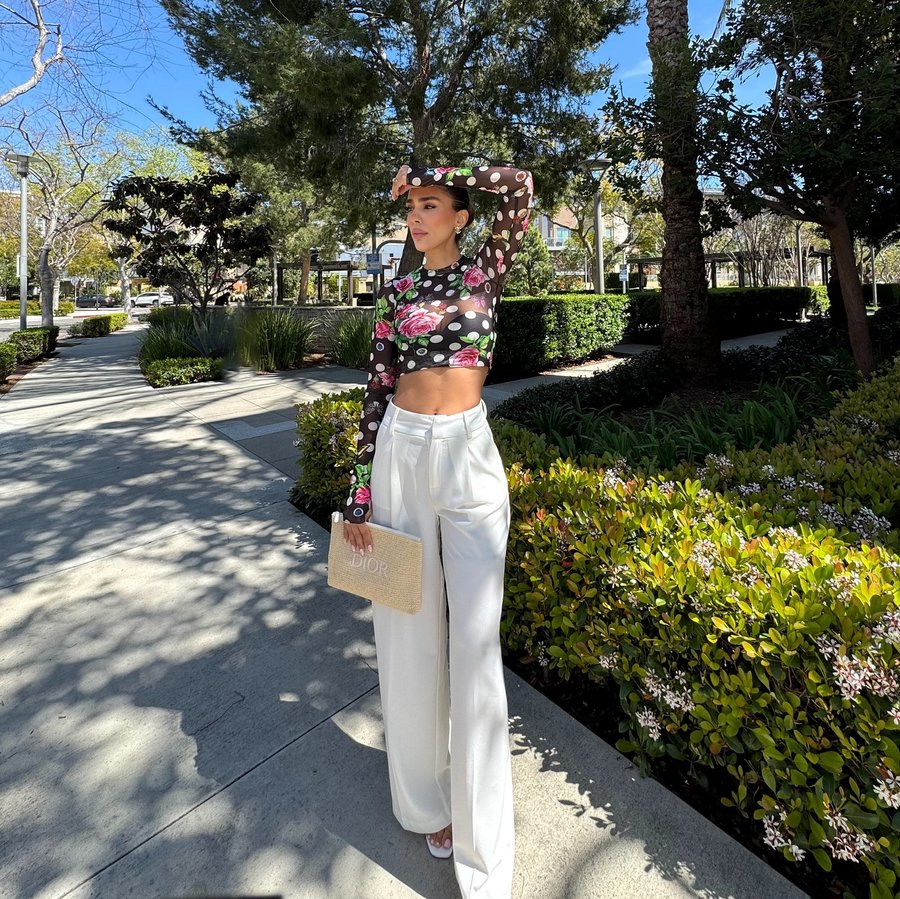 Instagram post by @monaabedian for AFRM. Caption reads: [...] Look @revolve Link🔗In My Bio⬆️ @shop.afrm.