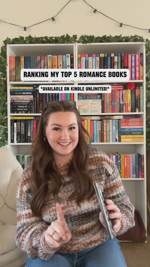 Instagram post by @bookmarkdbyemily for Goodreads. Caption reads: Five of my five star Goodreads on Kindle Unlimited....