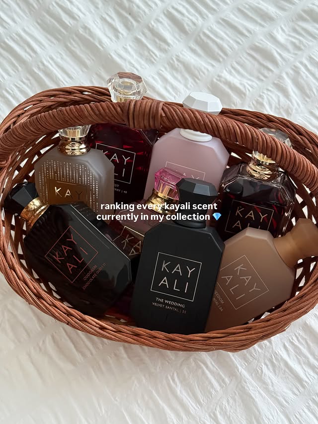 Instagram post by @coffee.and.concealers for KAYALI FRAGRANCES. Caption reads: my updated @kayali ranking 💎✨ a brand i....