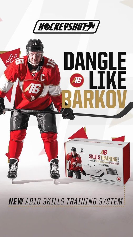 Instagram post by @barkovsasha for HockeyShot. Caption reads: I’m proud to extend my partnership with HockeyShot....