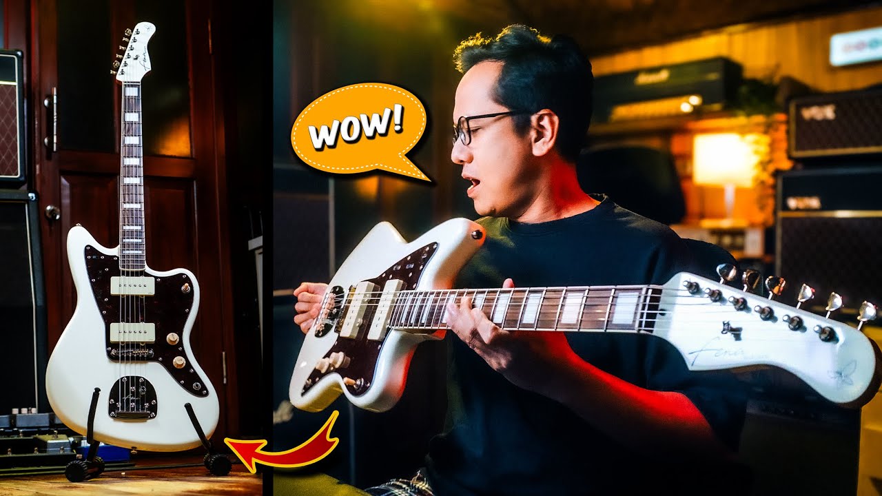 YouTube post by @DesmondMusic for Tokopedia. Caption reads: WOW...INI BUKAN FENDER?!.