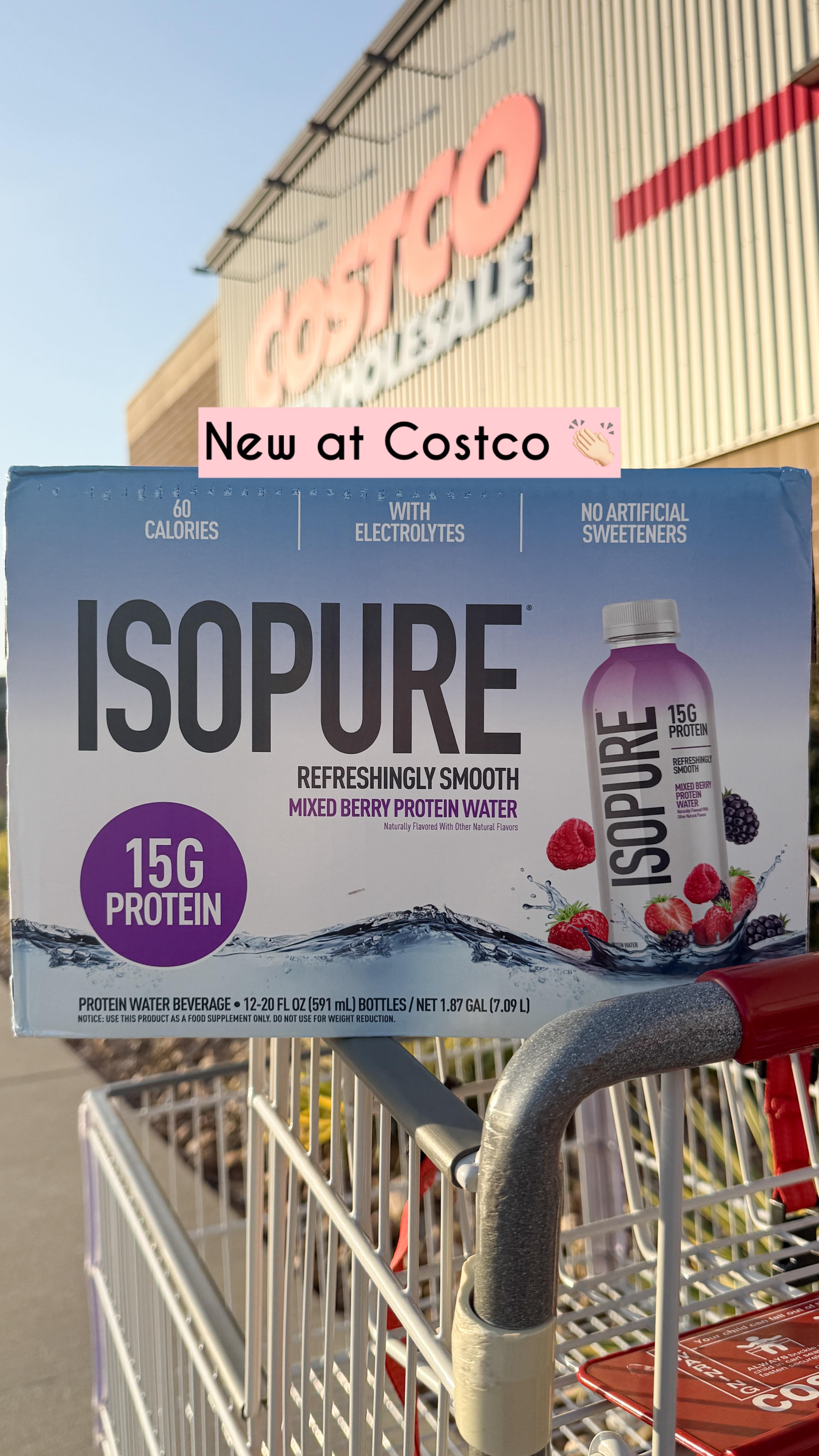 Instagram post by @costcoaisles for The Isopure Company. Caption reads: Enjoy NEW lightly flavored, refreshingly smooth....