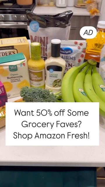 Instagram post by @jessmoniquethomas for Amazon Fresh. Caption reads: [AD] When these bags get dropped off on my....