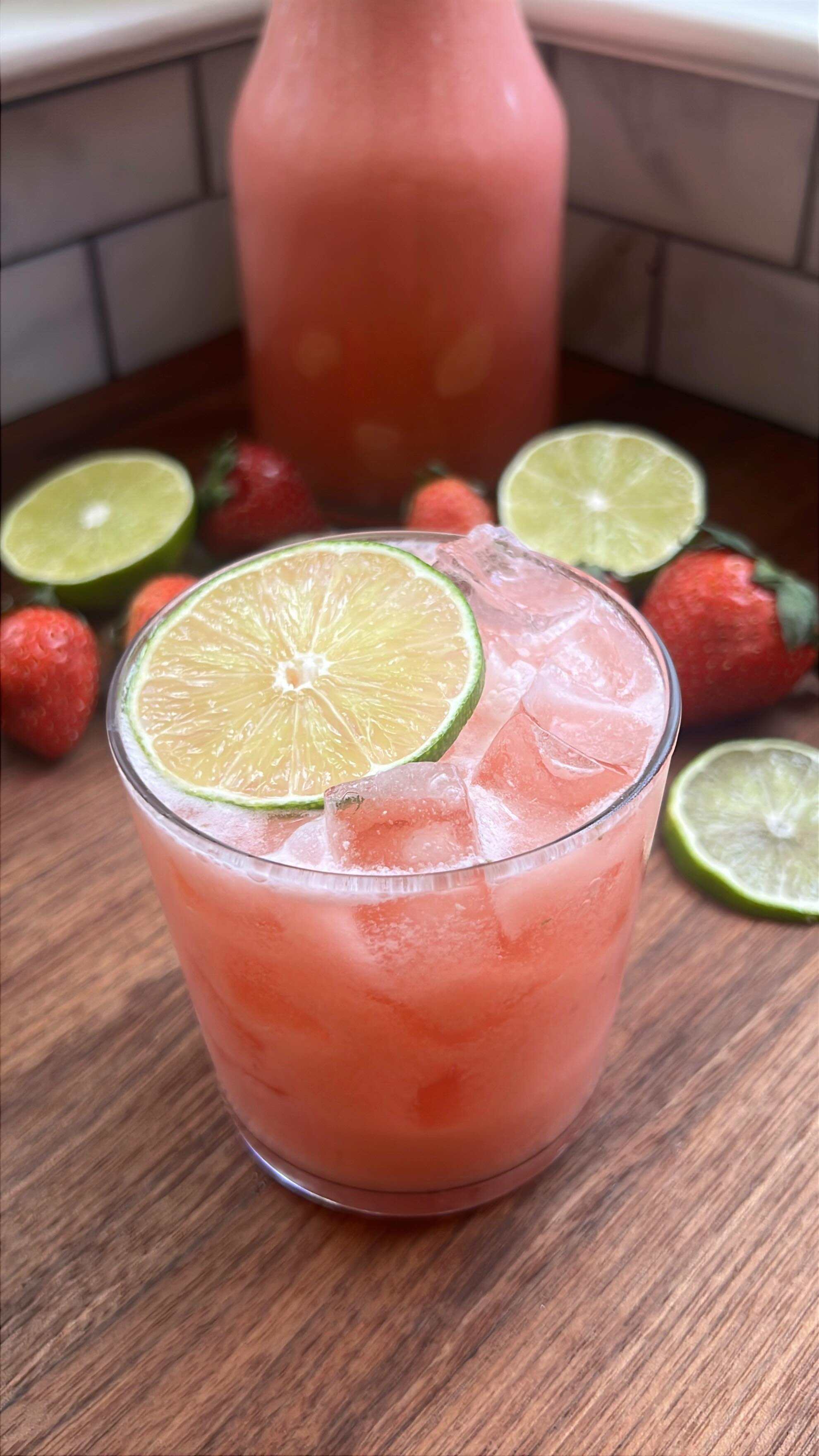 Instagram post by @kelseydeleshaw for thefeedfeed. Caption reads: Strawberry Coconut Brazilian Lemonade....