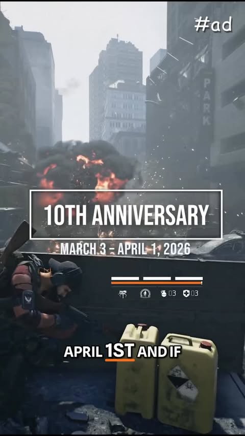 Instagram post by @nothingbutskillz for Ubisoft. Caption reads: Play The Division 2’s 10th Anniversary season now....