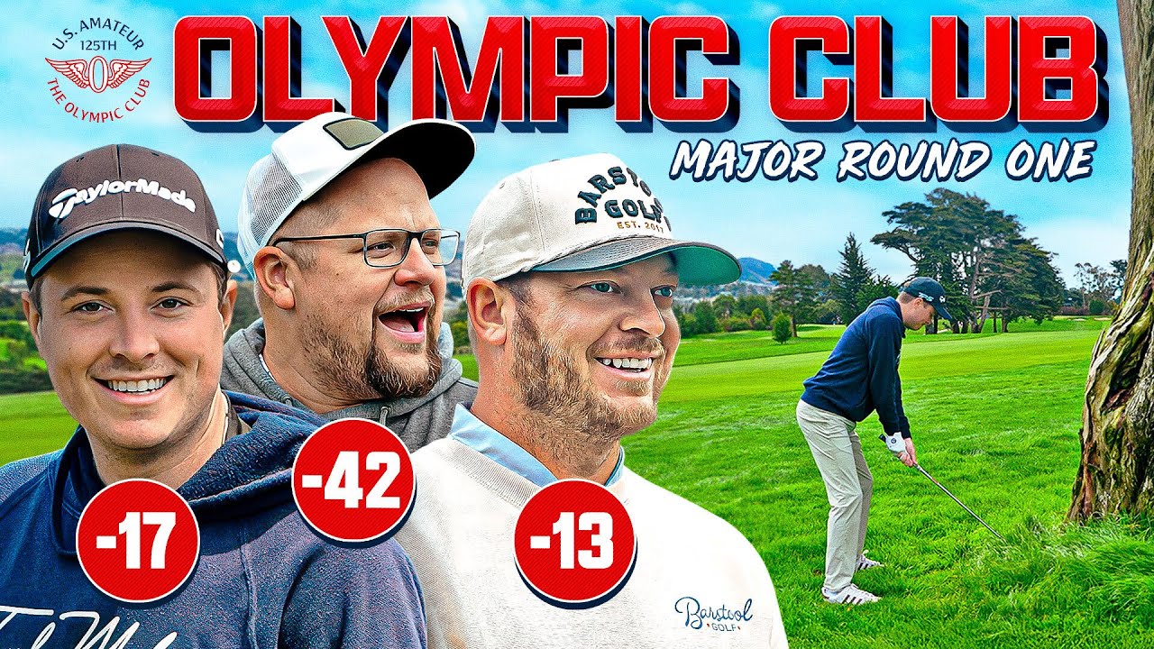 YouTube post by @ForePlayGolf for Golf Galaxy. Caption reads: Playing The Olympic Club In Tournament Conditions....