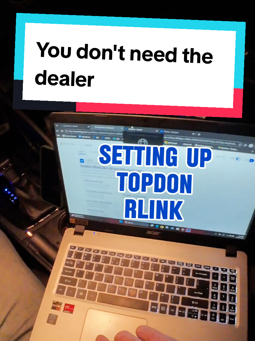 TikTok post by @angrybobmechanic for Topdon. Caption reads: The RLink J2534 Pass-Thru from @Topdon turns your....