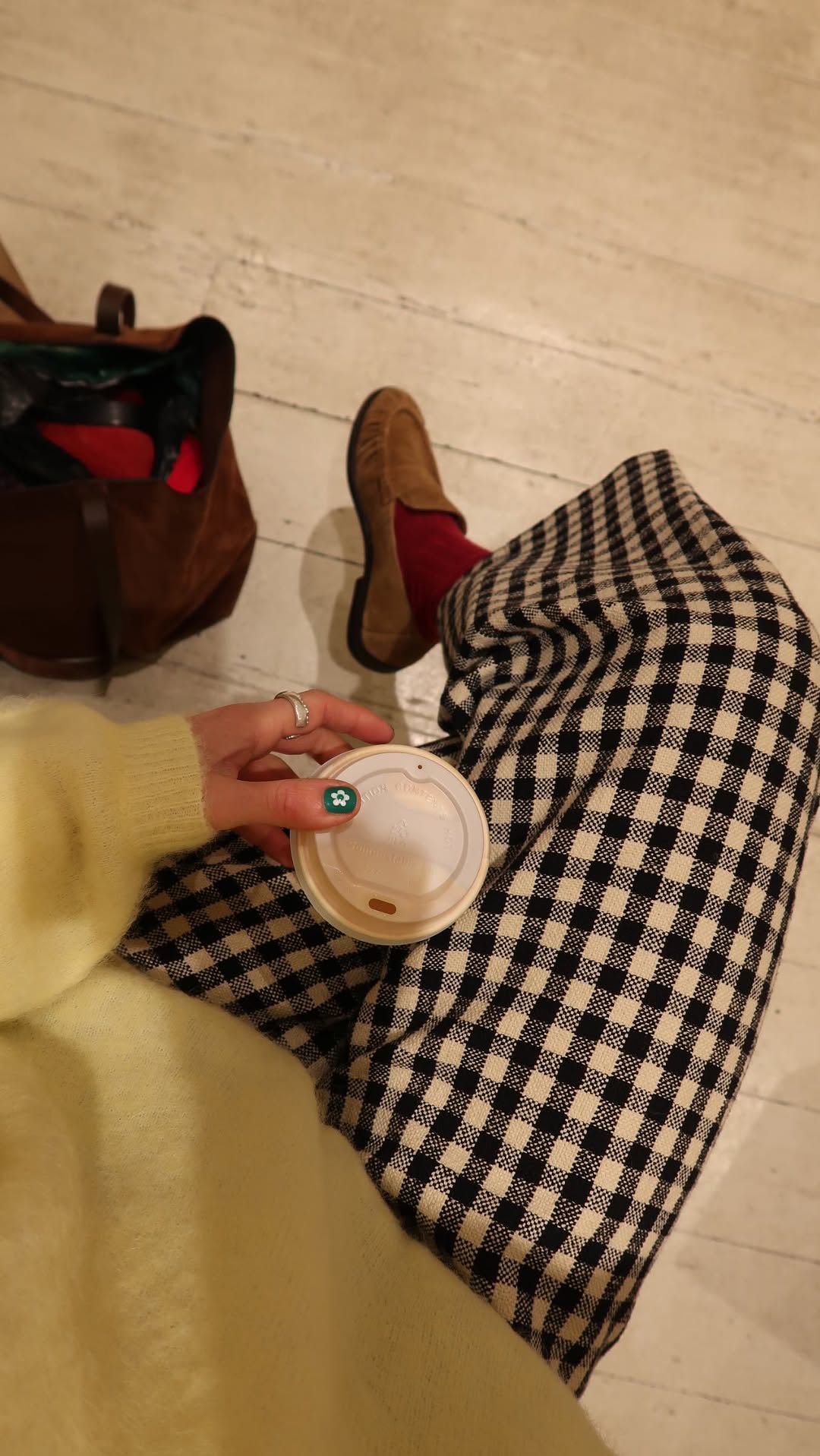 Instagram post by @goodmannersstyle for ANINE BING. Caption reads: Let’s style up my suede loafers 🤎 

Happiest....