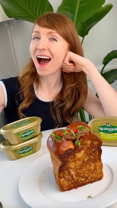 Instagram post by @kitchenchapters for Kerrygold. Caption reads: [...] menu. Carne Louca buttery pockets with....
