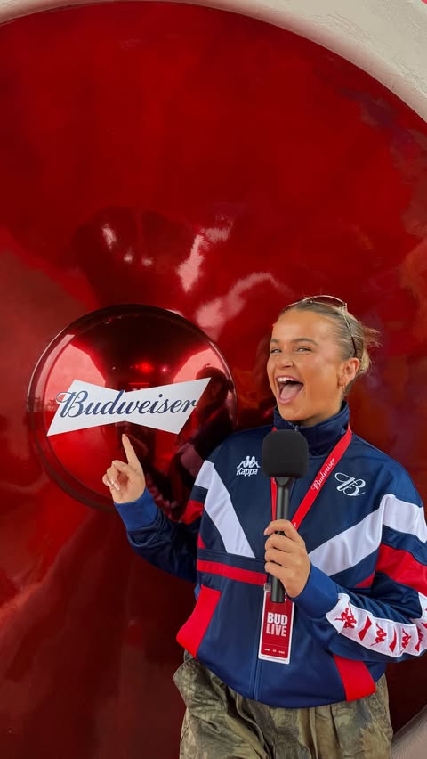 Instagram post by @saskia_marriott for Budweiser. Caption reads: [...] for anyone going to a festival with....