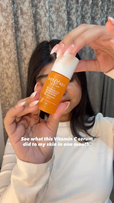 Instagram post by @regallrouge for Dot & Key Skincare. Caption reads: Dark spots? Dull skin? Uneven tone? Consider this....