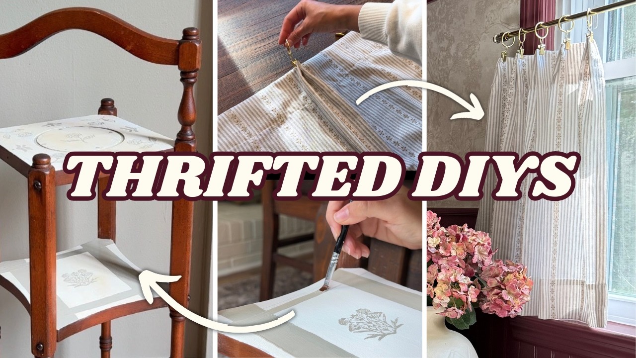 YouTube post by @AnastasiaDesigns for Fashion Force Finds. Caption reads: Cozy DIY Thrift Flips | Adding Charm With Thrifted....