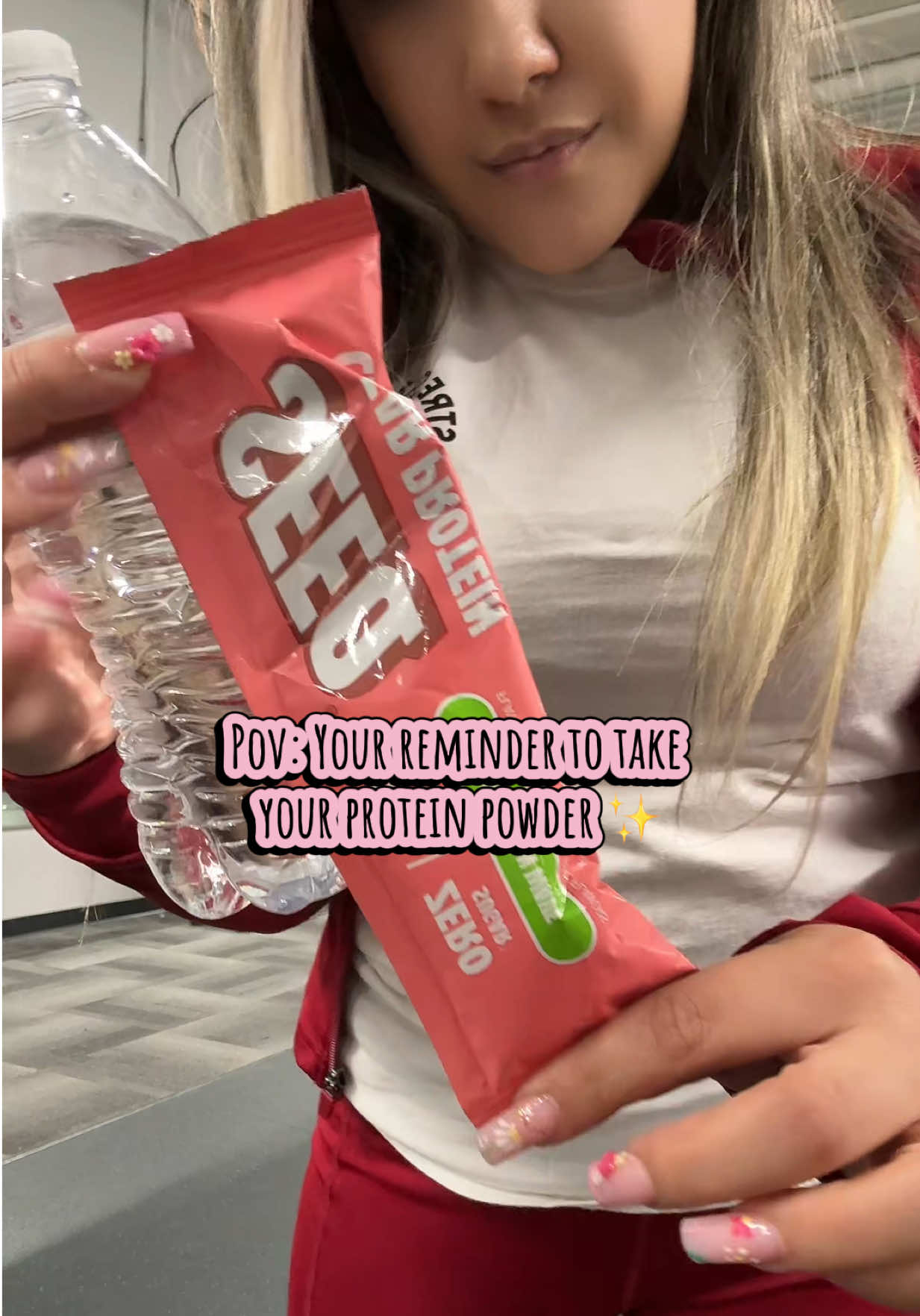 TikTok post by @ashley_covarrubias for SEEQ SUPPLY. Caption reads: 22 grams of protein! ✨ @SEEQ SUPPLY #protein #gym....