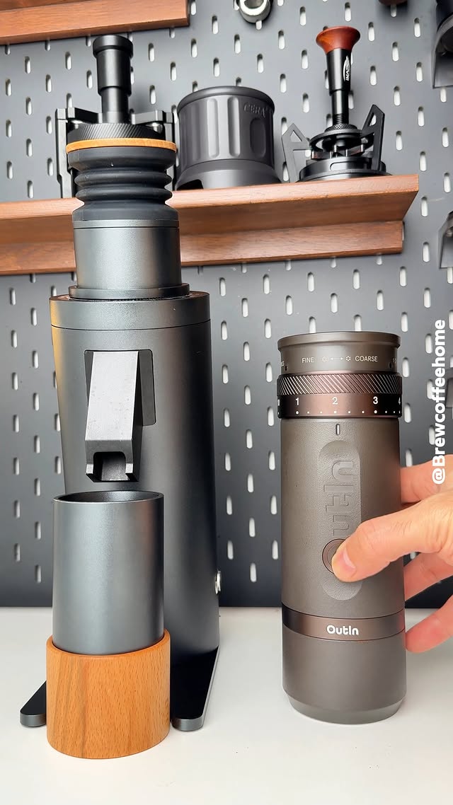 Instagram post by @brewcoffeehome for OutIn. Caption reads: I wanted to see if the OutIn Fino could actually....