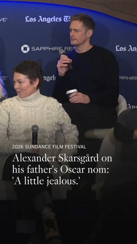 Instagram post by @indiefocus_ for NEON. Caption reads: "Good for him, I guess." Alexander Skarsgård talks....