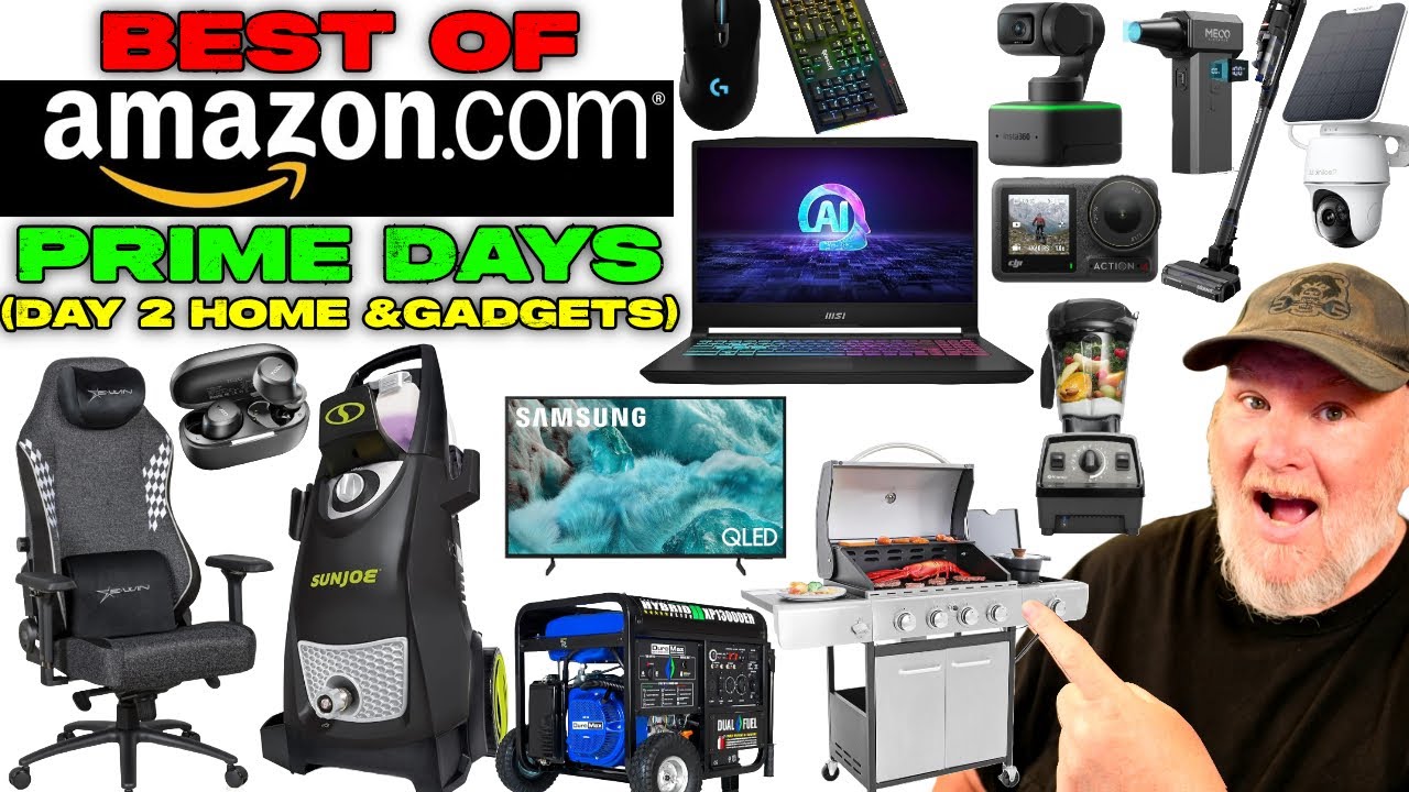 YouTube post by @denoftools for OLIGHT. Caption reads: Best of Amazon Prime Day Day 2 (Home & Gadgets).