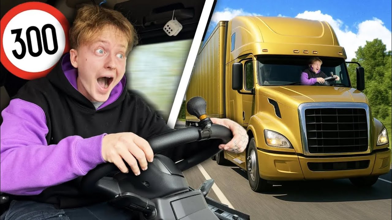 YouTube post by @StudioMoonTV for Herohero. Caption reads: Učím sa RIADIŤ KAMIÓN 🤯 Toto je Krutý Život....