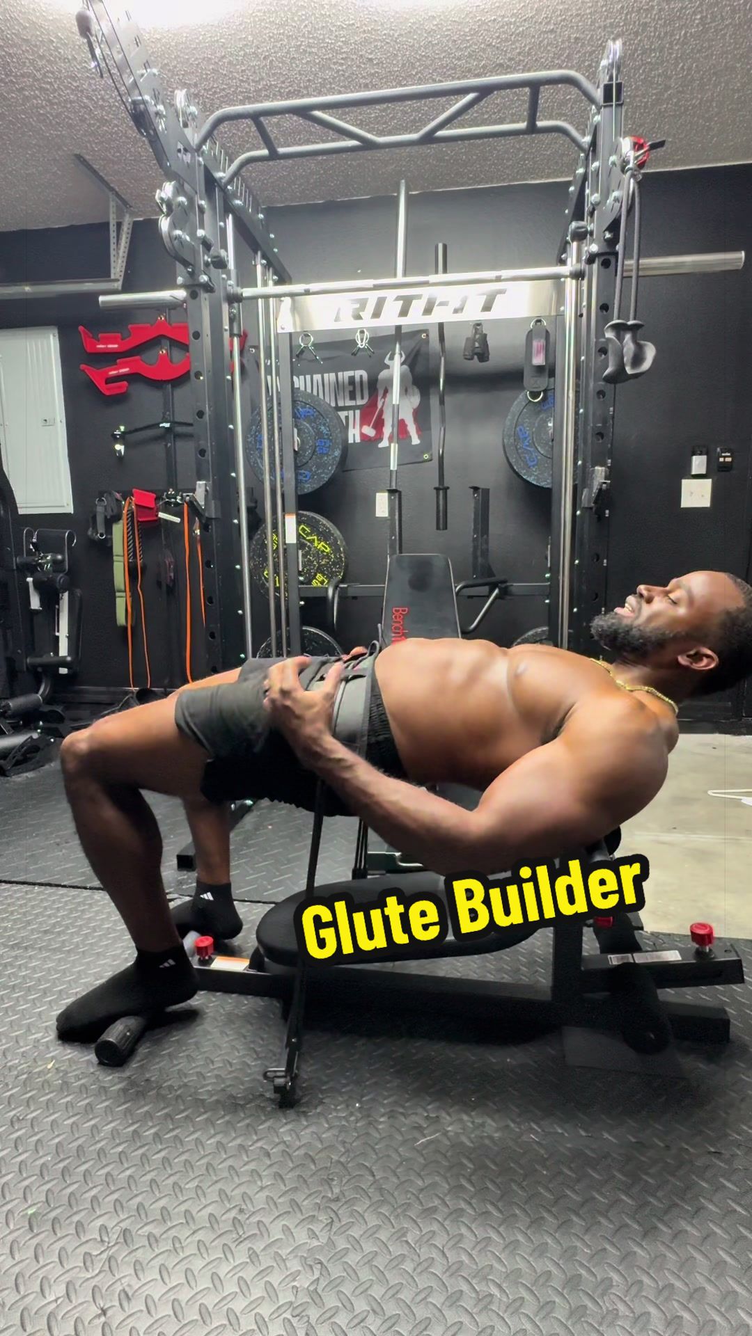 TikTok post by @fitmike007 for Sunny Health & Fitness. Caption reads: @SunnyHealthFitness #glutes #glutesworkout [...].