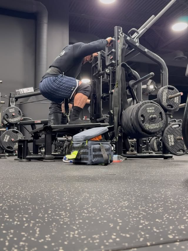 Instagram post by @regangrimes for TLF Apparel. Caption reads: Workin these quads until these @tlfapparel 3XL 8”....