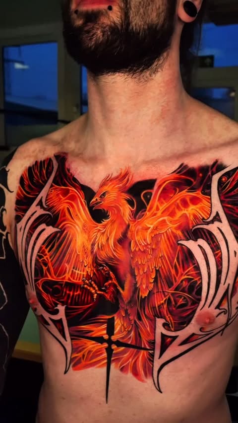 Instagram post by @lebenslaenglichtattoo for World Famous Tattoo Ink. Caption reads: 🔥🔥🔥 Done with @worldfamousink....