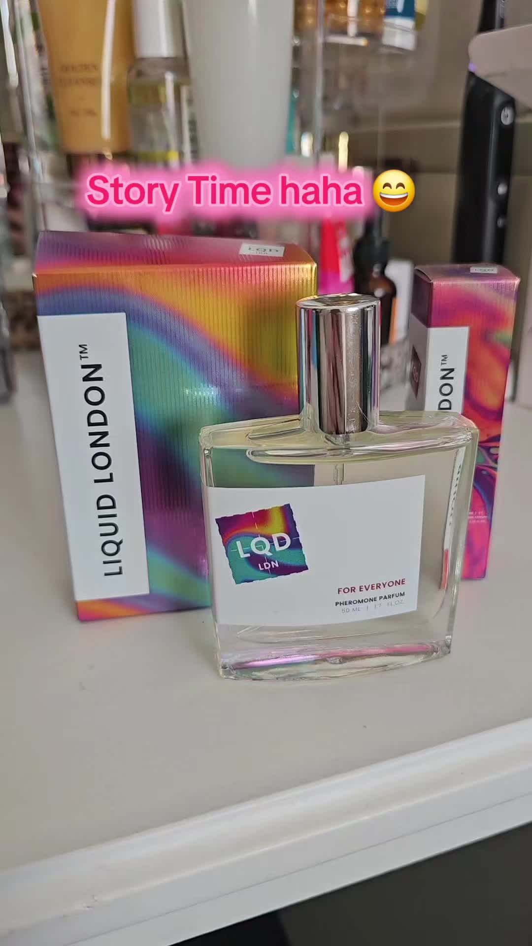TikTok post by @mj.life.change for Liquid London. Caption reads: [...] to you! Pheremone perfume from Liquid....