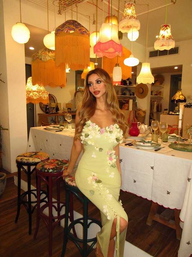 Instagram post by @alhamati_ for LaceMade. Caption reads: Wearing my beautiful dresses 😍💚....