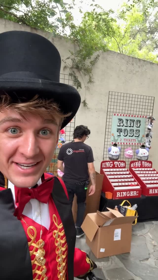 Instagram post by @carterkench for Squishmallows. Caption reads: POV the best prize wall to exist🐭🎪....