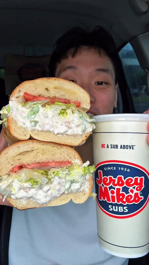 Instagram post by @shhhhimeating1 for Jersey Mike's Subs. Caption reads: @jerseymikes Chicken Salad Sub is back for a....