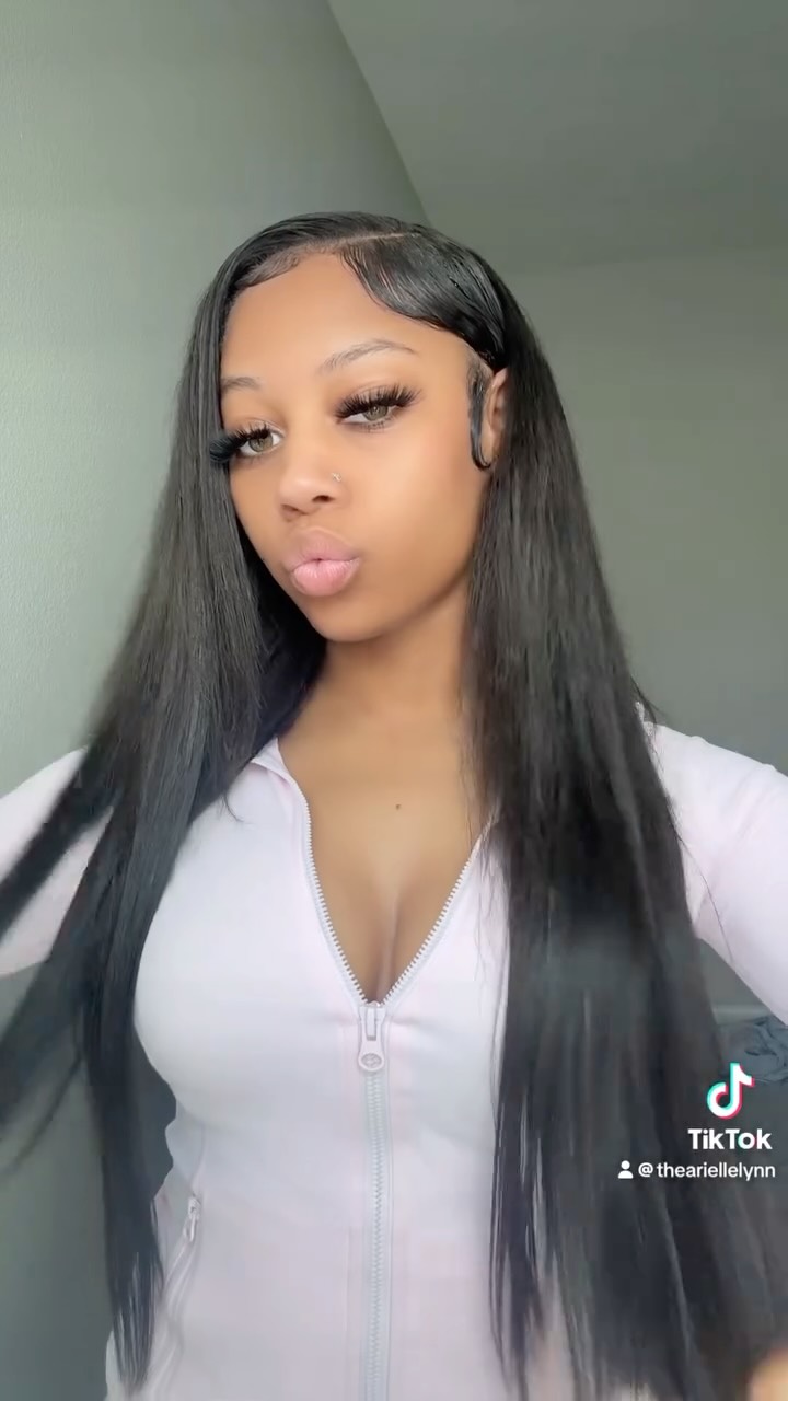 Instagram post by @theariellelynn for Mscoco Hair. Caption reads: Seamless Clip In Hair Extension Straight/Yaki....