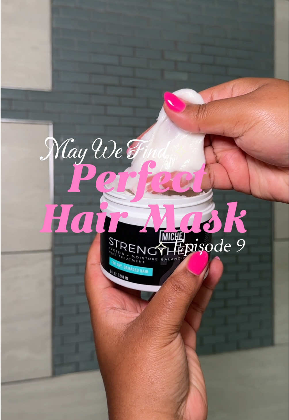 TikTok post by @yorelis.c for MICHE Beauty. Caption reads: [...] & thirsty curly hair ✨ Episode 9💖 @MICHE....