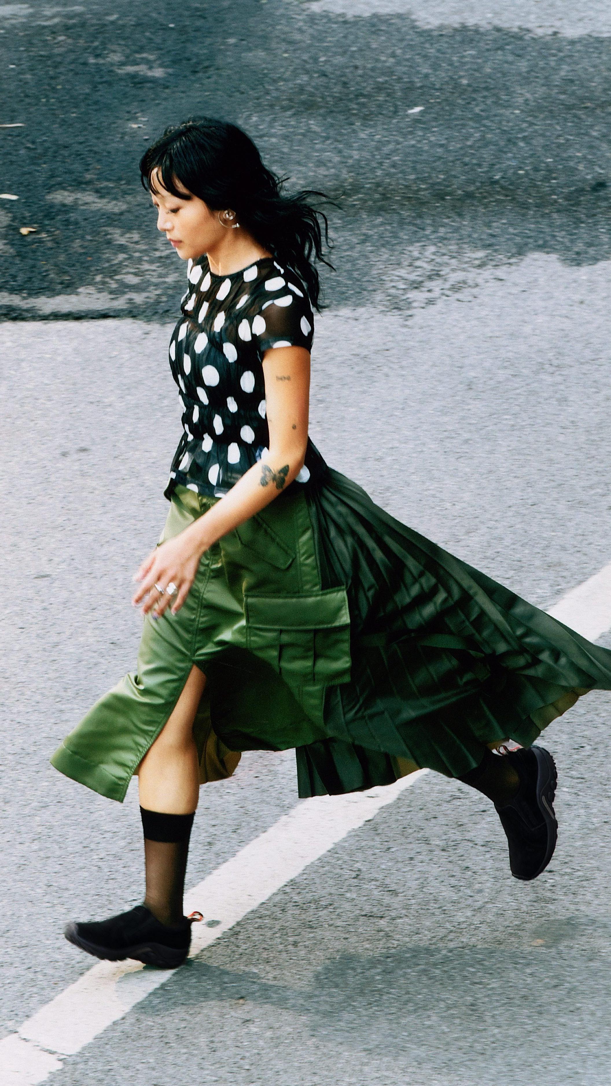 Instagram post by @daisypyo for Merrell. Caption reads: Pushing yourself outside of your routine, outside....