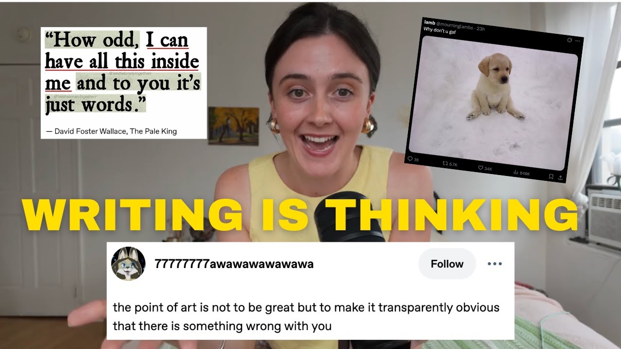 YouTube post by @iamannacorinne for Podia. Caption reads: A Writing Practice to Help You Meet Yourself.