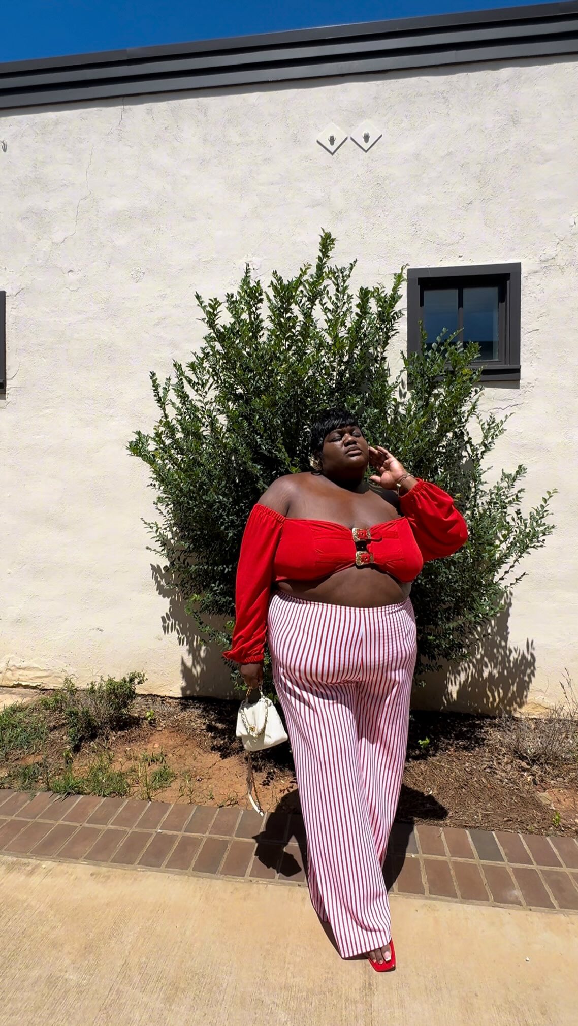 Instagram post by @keziakswift for REBDOLLS. Caption reads: forever be mine ♥️ @rebdolls 

Palazzo Striped....