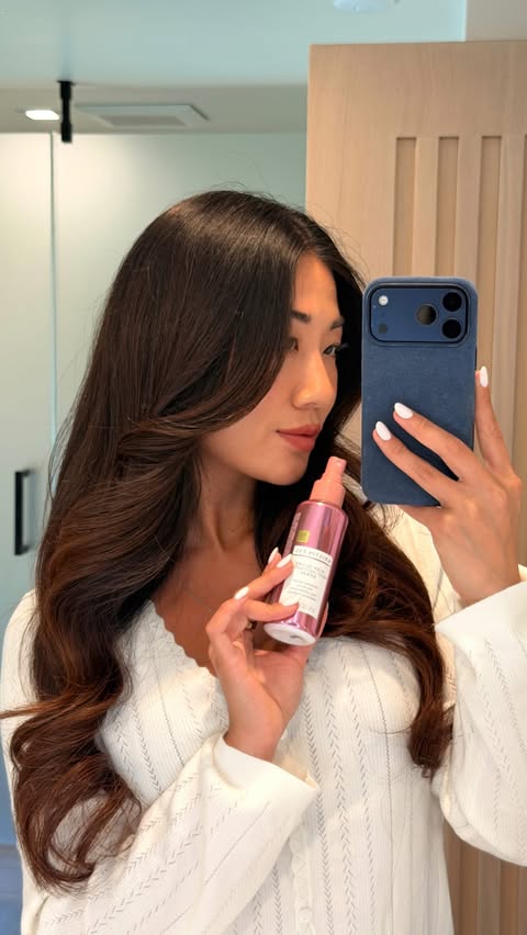 Instagram post by @ohmichellelee for Kristin Ess Hair. Caption reads: [...] morning coffee to dinner. ✨ The....