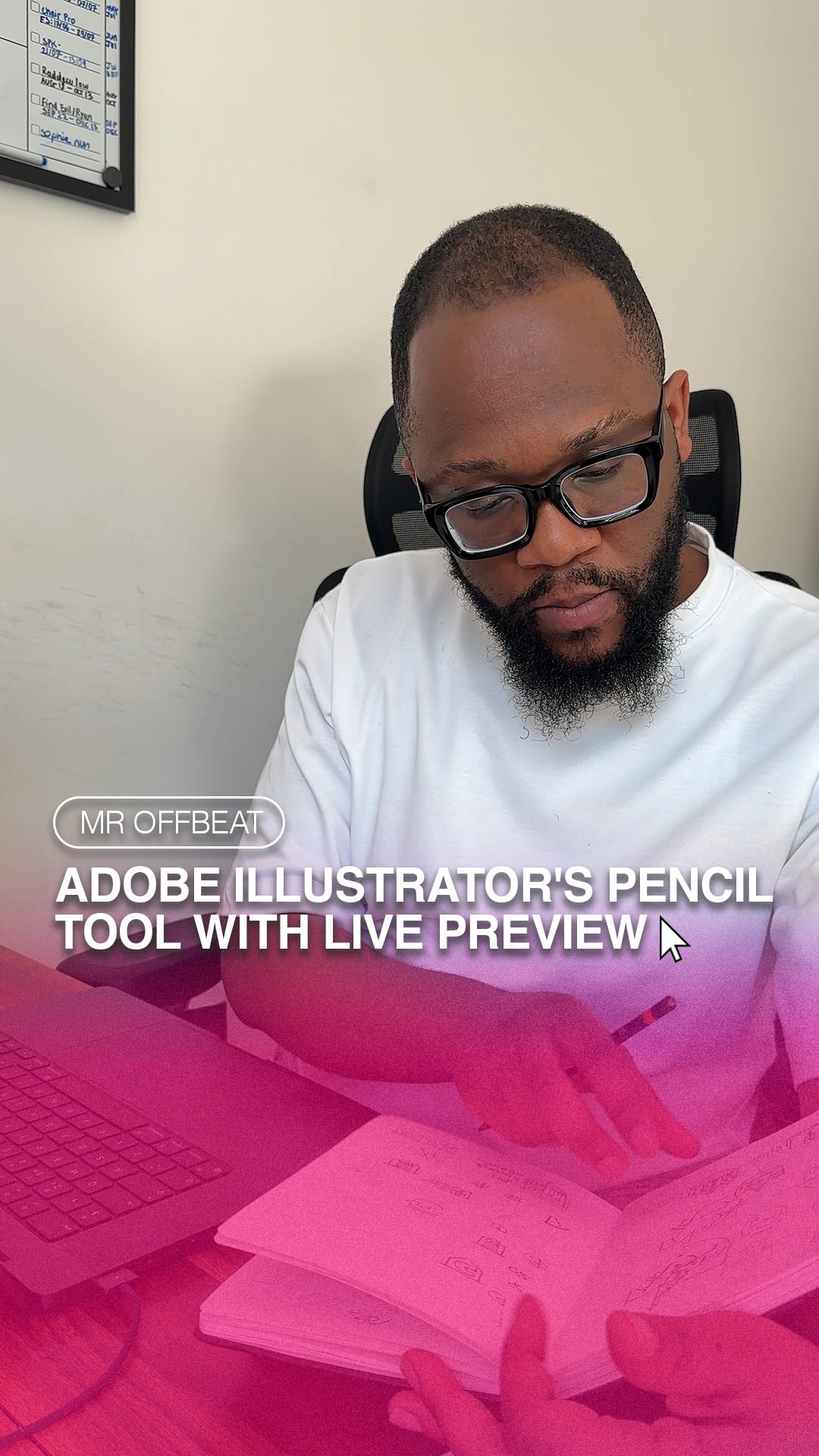 Instagram post by @mroffbeat_ for Adobe Design. Caption reads: I wish this Pencil tool update had dropped sooner....